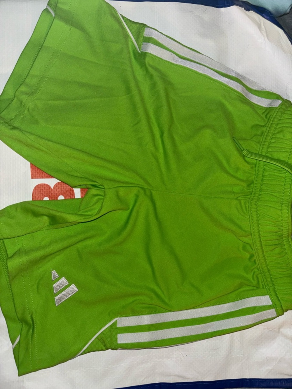 adidas Neon Lime Green Athletic Shorts with White Trim